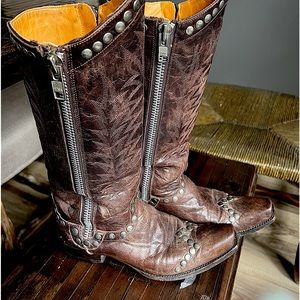 Old Gringo Boots, RockRazz,Silver studded grommets. Dual zippers,Handmade